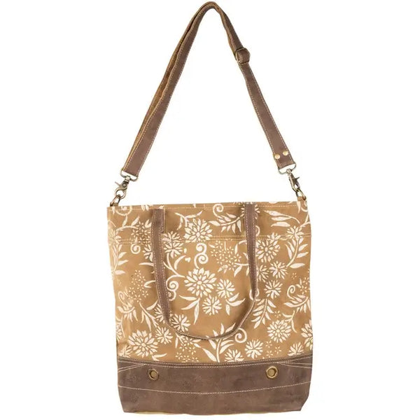 Millie Floral Print Recycled Military Canvas and Leather Tote