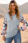 Talk it Over Mixed Media Top in Heather Grey