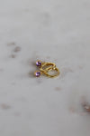 Round Birthstone Huggie Earrings in Gold