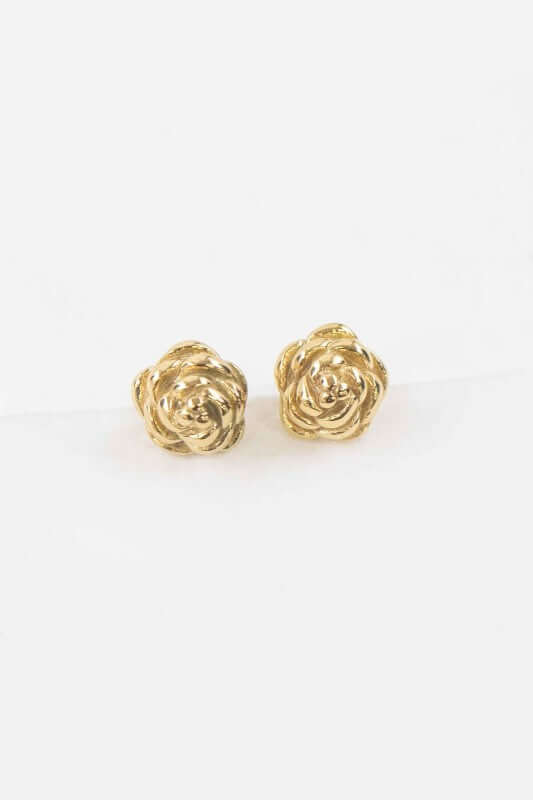 Amelia Rose 14K gold-plated stainless-steel stud earrings featuring a delicate flower design.