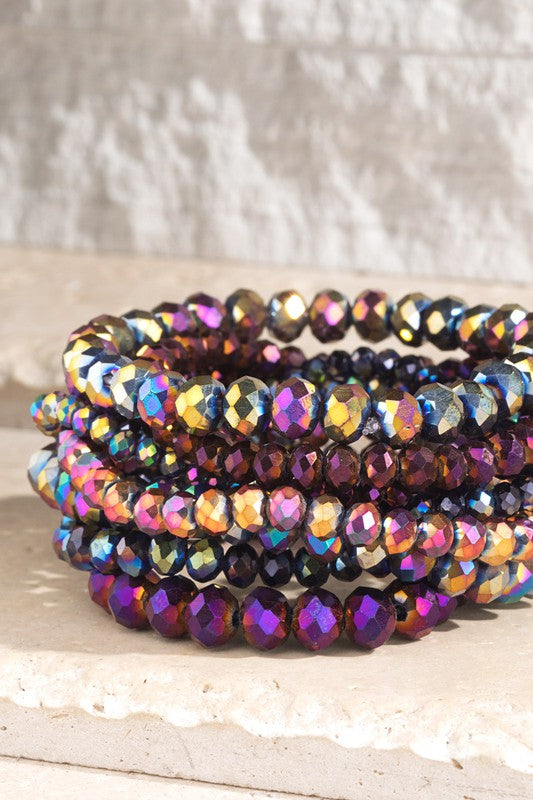 In Harmony Layered Glass Bead Bracelet Set in Electra