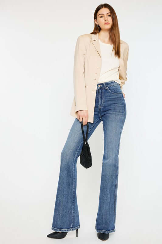 Carlie High Rise Flare Jeans by Kan Can