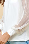 Always With You Polka Dot Lace Sleeve Top in White