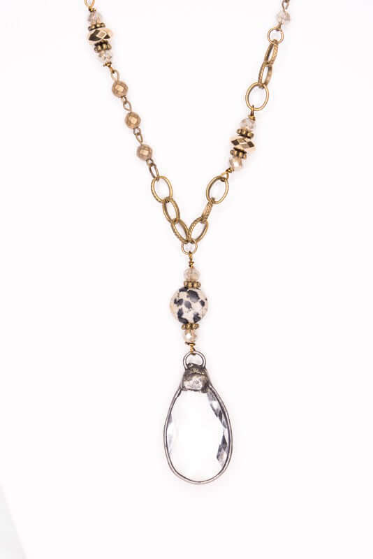 Cali 24" Bronze Chain and Crystal Bead Necklace