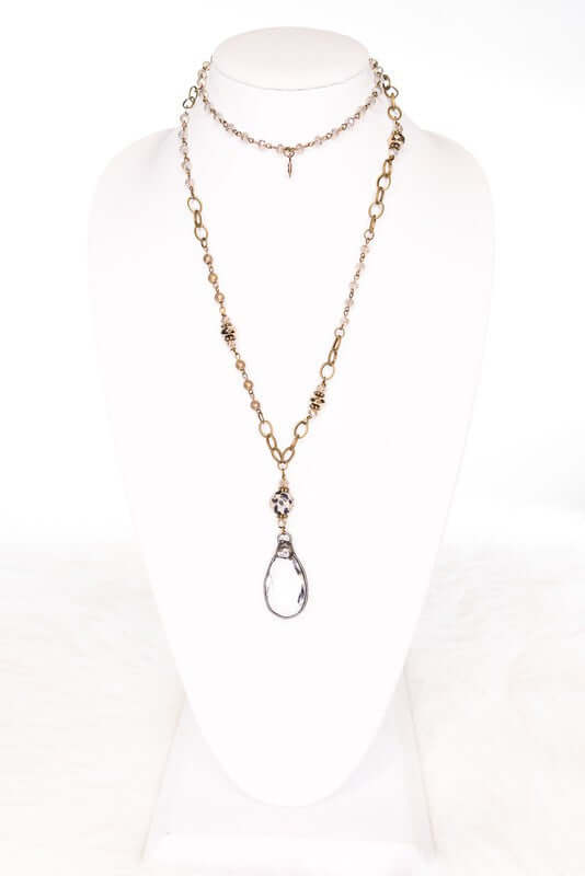 Cali 24" Bronze Chain and Crystal Bead Necklace