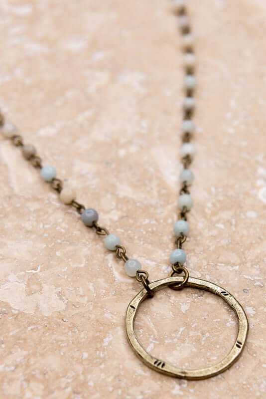 Nova 16" Bronze and Natural Amazonite Necklace