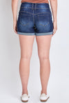 Erika Eco-Friendly Tummy Control Stretch Cuffed Shorts in Dark Indigo