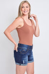 Erika Eco-Friendly Tummy Control Stretch Cuffed Shorts in Dark Indigo