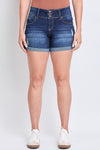 Erika Eco-Friendly Tummy Control Stretch Cuffed Shorts in Dark Indigo