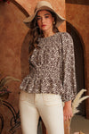 Kailyn Zebra Print Top in Taupe and Brown