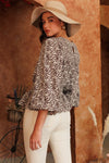 Kailyn Zebra Print Top in Taupe and Brown