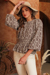 Kailyn Zebra Print Top in Taupe and Brown