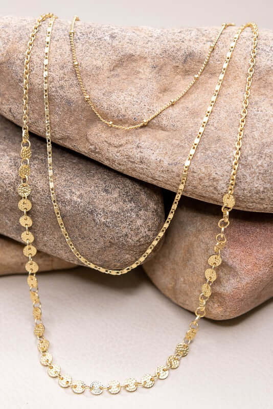 Kinsley 20" Triple Layer Gold Chain Necklace