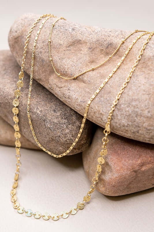 Kinsley 20" Triple Layer Gold Chain Necklace