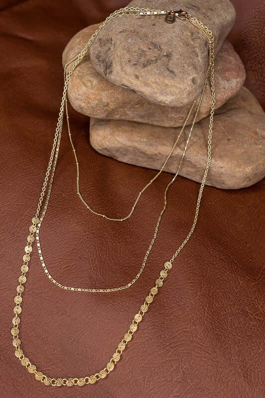 Kinsley 20" Triple Layer Gold Chain Necklace