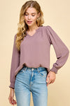 She's All That Textured V-Neck Blouse in Mocha
