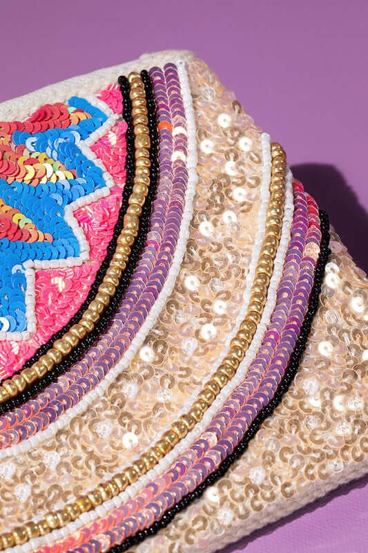 Hey, Let's Go! Beaded Sequin and Beaded Wristlet