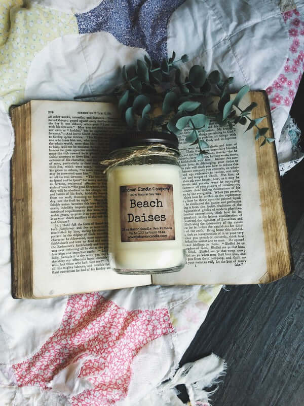 Beach Daisies 16 oz. Mason Jar Soy Candle