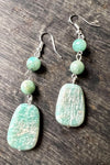 Trudy Natural Aqua Stone Dangle Earrings in Silver