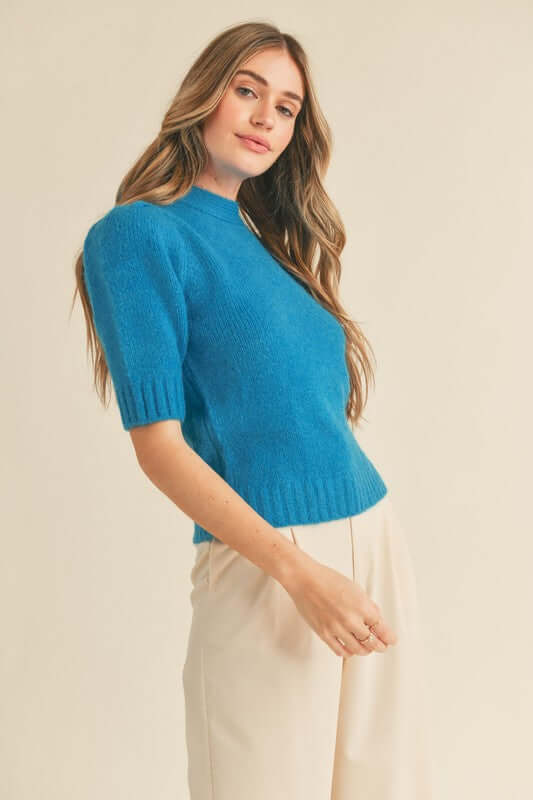 Set My Sights Bow Tie Back Sweater in Dark Turquoise
