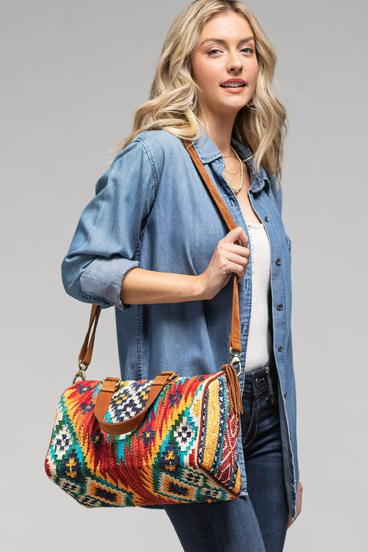 Rio Handwoven Western Pattern Boston Bag