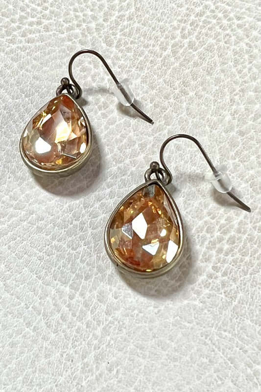 Logan Teak-Colored Teardrop Crystal Earring in Bronze
