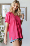 Go With the Flow Textured Blouse in Watermelon