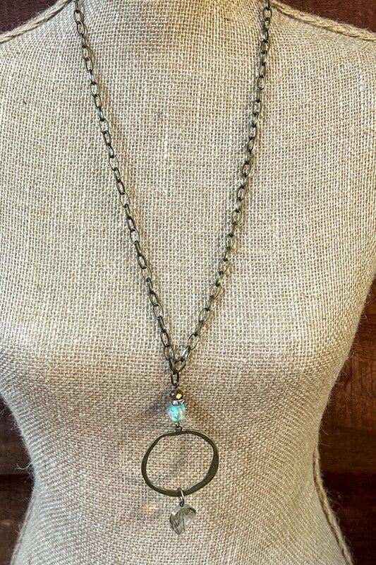 Amira 29" Bronze Chain Charm Necklace