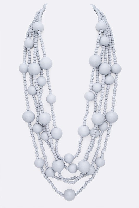 Mulit Layered Statement Wooden Beads Necklace