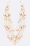 Mulit Layered Statement Wooden Beads Necklace