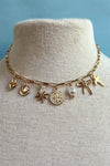 Charming 16" Gold Paper Clip Charm Necklace
