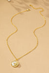 El Sol Gold Plated Sun Charm with Mother of Pearl Backing 16" Chain Necklace