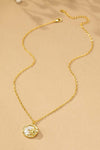 El Sol Gold Plated Sun Charm with Mother of Pearl Backing 16" Chain Necklace