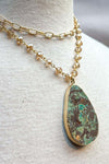 Sabrina African Jasper Layered Beaded Chain Link Necklace