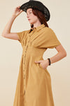 Dakota Button Front Corduroy Dress in Camel