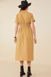 Dakota Button Front Corduroy Dress in Camel