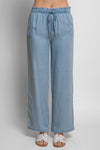 Lauren Elastic Waist Tencel Pants in Light Blue