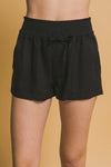 Claudia Drawstring Linen Shorts in Black