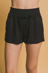 Claudia Drawstring Linen Shorts in Black
