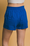 Claudia Linen Drawstring Shorts in Cobalt Blue