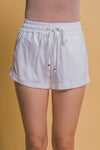Claudia Drawstring Linen Shorts in White