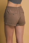 Claudia Drawstring Linen Shorts in Mocha