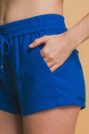 Claudia Linen Drawstring Shorts in Cobalt Blue