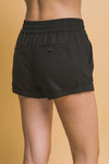 Claudia Drawstring Linen Shorts in Black