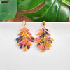 Acrylic Palm Leaf Earrings in Bird of Paradise