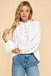 Juliette Ruffle Trim Blouse in Ivory