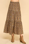 Raylie Floral Tiered Skirt in Brown