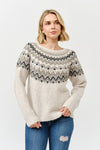 Heidi Fair Isle Embellished Sweater in Khaki