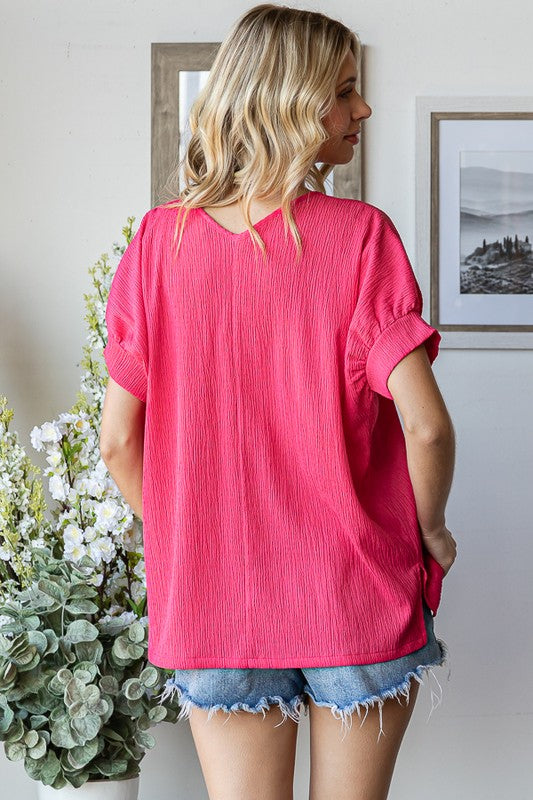 Go With the Flow Textured Blouse in Watermelon