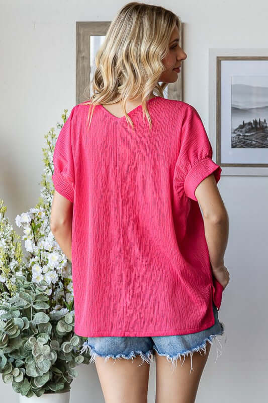 Go With the Flow Textured Blouse in Watermelon